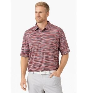 TailorByrd Shirt Mens XL Golf Polo  Red White Blue Space Dye Performance SPF 30